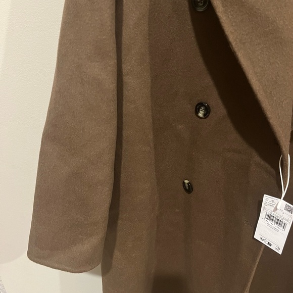 Mango Handmade Unlined Picarol Oversized Brown Wool Coat - Picture 5 of 9